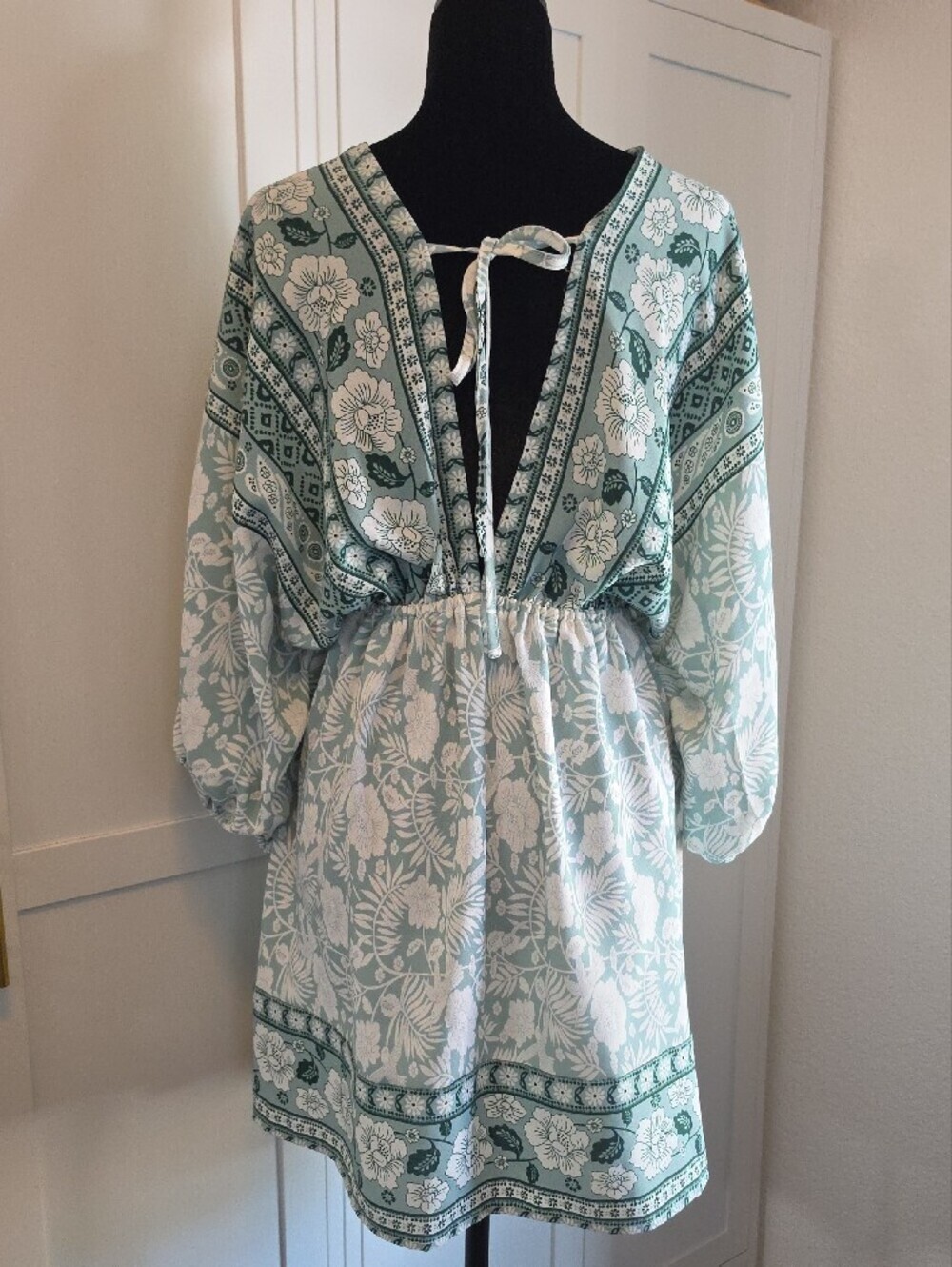 Cupshe Sage Green Floral Tie-Front Swim Coverup Dress - Picture 6 of 8